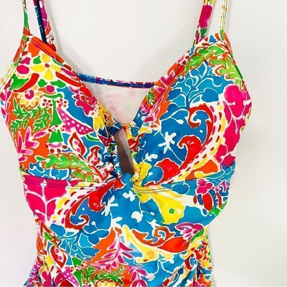 Lauren Ralph Lauren Vibrant Floral Swimsuit One Piece Ruched Rare Print 10 - Picture 2 of 6